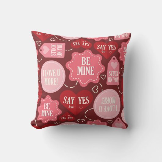 ロマンチックラブノートコラージュ クッション (正面)
