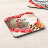 ロマンチックラブハートアートプリント コースター (左側)