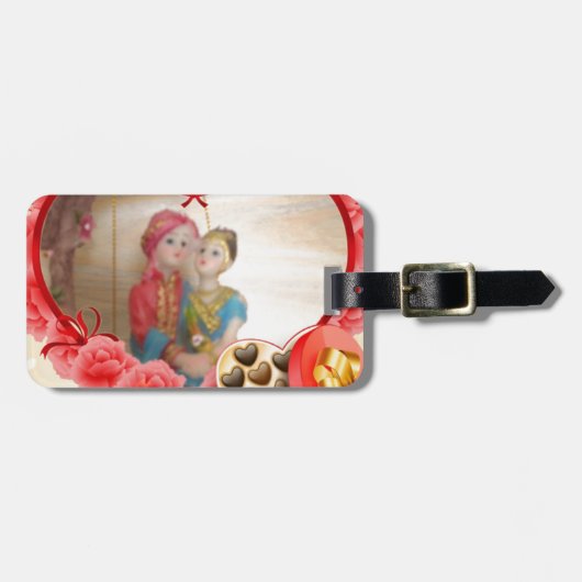 ロマンチックラブハートアートプリント ラゲッジタグ (正面横)