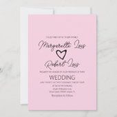 ロマンチックラブハートピンクブラック 招待状 (正面)