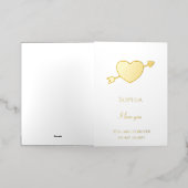 ロマンチックラブハート矢印 箔グリーティングカード (外側レイダウン)