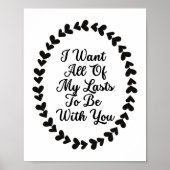 ロマンチックラブハート詩引用文タイポグラフィアート ポスター (正面)