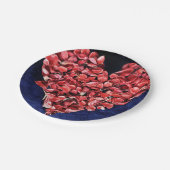 ロマンチックラブバラペタル赤いハート ペーパープレート (アングル)