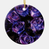 ロマンチックラブパープルバレンタイングリッターバラ セラミックオーナメント (正面)