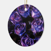 ロマンチックラブパープルバレンタイングリッターバラ セラミックオーナメント (左)