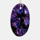 ロマンチックラブパープルバレンタイングリッターバラ セラミックオーナメント (右)