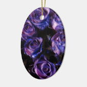 ロマンチックラブパープルバレンタイングリッターバラ セラミックオーナメント (左)