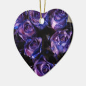 ロマンチックラブパープルバレンタイングリッターバラ セラミックオーナメント (左)