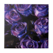 ロマンチックラブパープルバレンタイングリッターバラ タイル (正面)