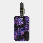ロマンチックラブパープルバレンタイングリッターバラ ラゲッジタグ (正面縦)