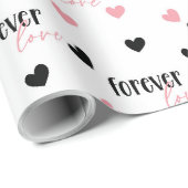ロマンチックラブフォーエバーピンク&ブラックハート ラッピングペーパー (ロールコーナー)
