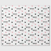 ロマンチックラブフォーエバーピンク&ブラックハート ラッピングペーパー (フラット)