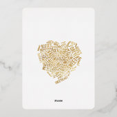 ロマンチックラブワードハートブライダルシャワー 箔招待状 (裏面)