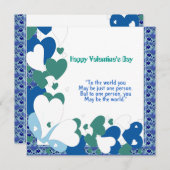 ロマンチックラブ名言 ハートを一掃するバレンタインカード (正面/裏面)