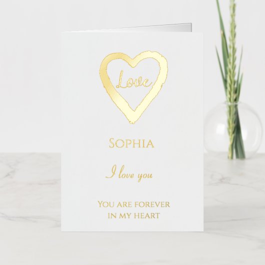 ロマンチックラブ引用文ハート 箔グリーティングカード (正面)