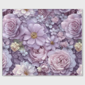 ロマンチックラベンダーと赤面ウォーター色フローラ ラッピングペーパー (フラット)