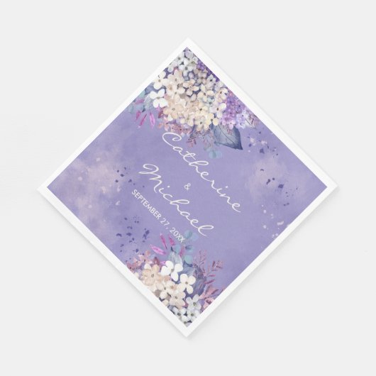 ロマンチックラベンダーウォーターカラーフローラ春の結婚式 スタンダードランチョンナプキン (角)