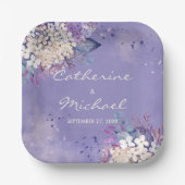 ロマンチックラベンダーウォーターカラーフローラ春の結婚式 ペーパープレート (正面)