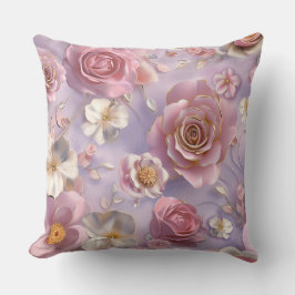 ロマンチックラベンダーバラ クッション