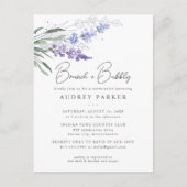 ロマンチックラベンダーフローラウォーターカラーブライダルシャワー インビテーションポストカード (正面)