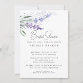 ロマンチックラベンダーフローラウォーターカラーブライダルシャワー 招待状 (正面)