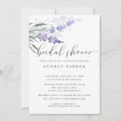 ロマンチックラベンダーフローラウォーターカラーブライダルシャワー 招待状 (正面)