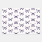 ロマンチックラベンダーホワイトホースストライプ誕生日 ラッピングペーパーシート (正面3)