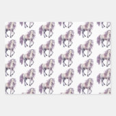 ロマンチックラベンダーホワイトホースストライプ誕生日 ラッピングペーパーシート (正面2)