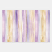 ロマンチックラベンダーホワイトホースストライプ誕生日 ラッピングペーパーシート (正面)