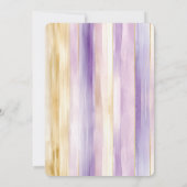 ロマンチックラベンダーホワイトホースストライプ誕生日 招待状 (裏面)