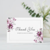 ロマンチックラベンダー&パウダーブルーフローラブロッサム サンキューカード (スタンド正面)