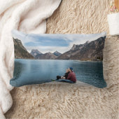 ロマンチックリラックスカップルの湖波止場 ランバークッション (ブランケット)
