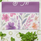 ロマンチックリラピンクパステルボタニカル春メドウ キッチンタオル (折り畳み)