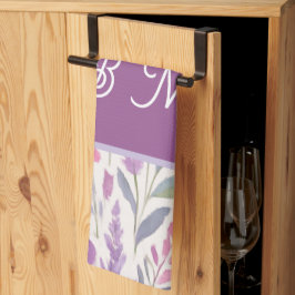 ロマンチックリラピンクパステルボタニカル春メドウ キッチンタオル