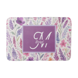 ロマンチックリラピンクパステルボタニカル春メドウ バスマット