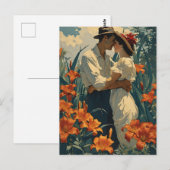 ロマンチックリリー場ヴィンテージ ポストカード (正面/裏面)