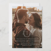 ロマンチックリースモノグラム結婚フォト 招待状 (正面)