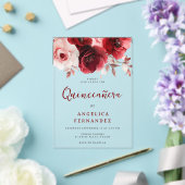 ロマンチックルビーレッドローズキンセアニェラパーティー アクリル招待状 (インサイチュ (ウェディング))