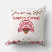 ロマンチックレインボーカクテルバレンタインハートフローラ クッション (正面)