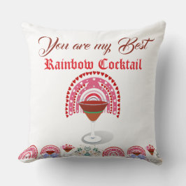 ロマンチックレインボーカクテルバレンタインハートフローラ クッション
