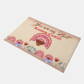 ロマンチックレインボーカクテルバレンタインハートフローラ ドアマット (アングル)