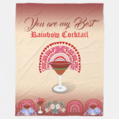 ロマンチックレインボーカクテルバレンタインハートフローラ フリースブランケット (正面)