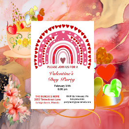ロマンチックレインボーヴァレンティーンズデイハートパーティー 招待状