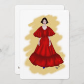 ロマンチックレッドガウンとソフトイエロースタイル 招待状 (正面/裏面)