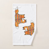 ロマンチックレッドキツネカップルのオレンジオンホワイト バスタオルセット (ハンドタオル)