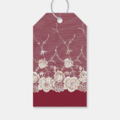 ロマンチックレッドクリームホワイトレース結婚フローラ ギフトタグ (裏面)