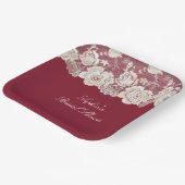 ロマンチックレッドクリームホワイトレース結婚フローラ ペーパープレート (傾斜あり)