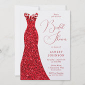 ロマンチックレッドドレスブライダルシャワー 招待状 (正面)