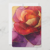 ロマンチックレッドパープル金ゴールドバラフローラブライダルシャワー 招待状 (裏面)