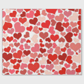 ロマンチックレッドピンクハートデザインバレンタインギフト ラッピングペーパー (フラット)